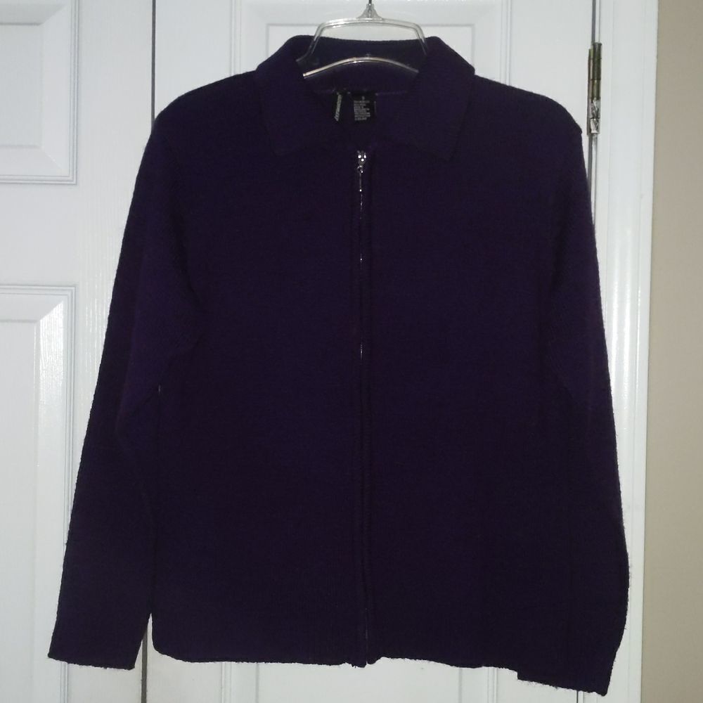 Jason Maxwell eggplant purple zip up cardigan